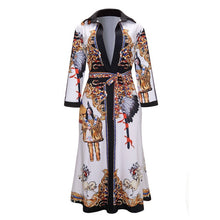 Load image into Gallery viewer, Women  V Neck Scarf Print Belted Wrap Casual Dress 2019 Spring Half Sleeve Party Midii Dress Vacation Ladies Dresses