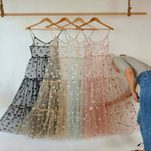 Load image into Gallery viewer, 2019 New Arrival Spaghetti Straps Tulle Long Women  Dresses Fashion Bling Bling See Through Dress Sexy Fashion Hot