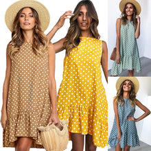 Load image into Gallery viewer, Wave Point Dress Ruffled O Neck sleeveless Mini Women Dresses 2019 summer Sundress New Fashion Casual Thin Beach Party vestidos