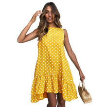 Load image into Gallery viewer, Wave Point Dress Ruffled O Neck sleeveless Mini Women Dresses 2019 summer Sundress New Fashion Casual Thin Beach Party vestidos