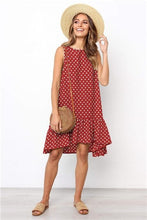 Load image into Gallery viewer, Wave Point Dress Ruffled O Neck sleeveless Mini Women Dresses 2019 summer Sundress New Fashion Casual Thin Beach Party vestidos