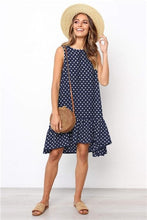 Load image into Gallery viewer, Wave Point Dress Ruffled O Neck sleeveless Mini Women Dresses 2019 summer Sundress New Fashion Casual Thin Beach Party vestidos