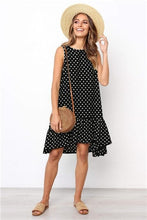 Load image into Gallery viewer, Wave Point Dress Ruffled O Neck sleeveless Mini Women Dresses 2019 summer Sundress New Fashion Casual Thin Beach Party vestidos