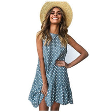 Load image into Gallery viewer, Wave Point Dress Ruffled O Neck sleeveless Mini Women Dresses 2019 summer Sundress New Fashion Casual Thin Beach Party vestidos